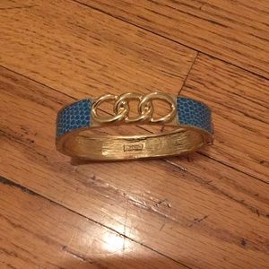 Gold & Teal Snake skin Cuff bracelet
